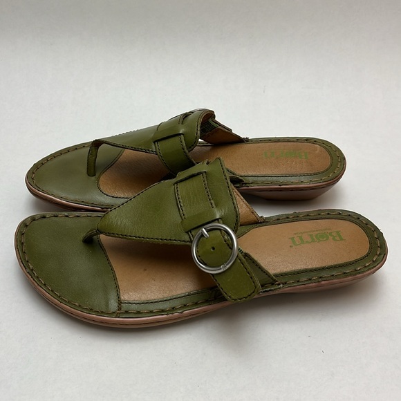 Born Women’s Sz 8 Green Sandals Leather Upper - Picture 3 of 8